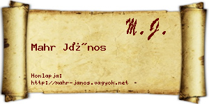 Mahr János névjegykártya