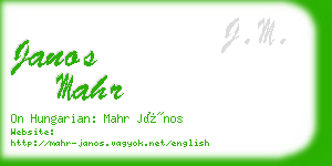 janos mahr business card